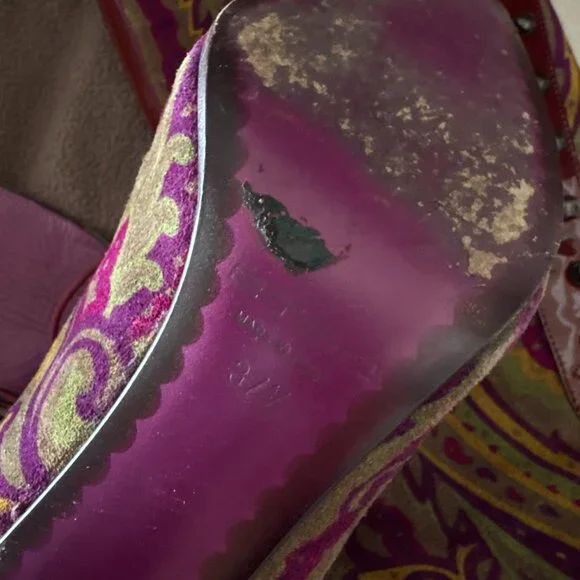 ETRO Vintage Velvet Knee High Leather Boots EU 37.5 US 7.5 - Picture 6 of 7